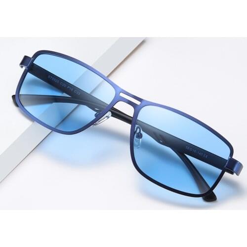 Mens Rectangle Sunglases Square TR90 Metal Frame UV400 Protection Polarized Sunglasses Blue Green Brown Sun Glasses for Driving