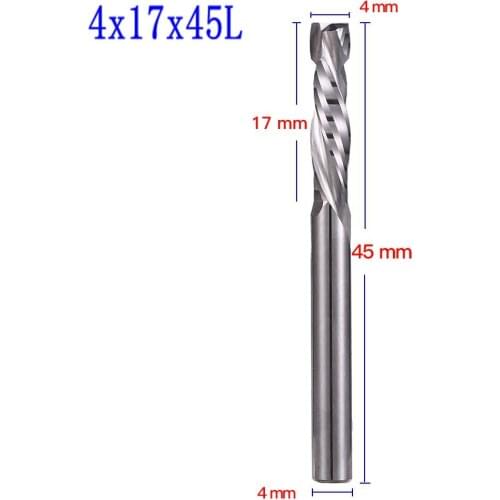 60pc 4X17X45L UP&DOWN Cut Two Flutes Spiral Carbide Mill Cutters for CNC Router, Wood End Mill