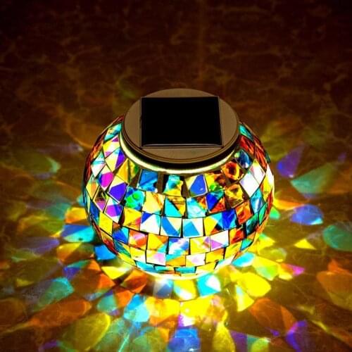 Color Changing Mosaic Glass Ball LED Solar Garden Lights Waterproof Solar Table Lights 2 Modes for Christmas Party Decoration