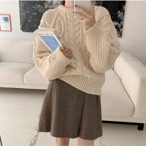 New Overszie Women Sweater 2 Piece Sets Elegnat Knitted Suits Female Knitting Sweaters Vintage Womens Skirts High Waist Autumn