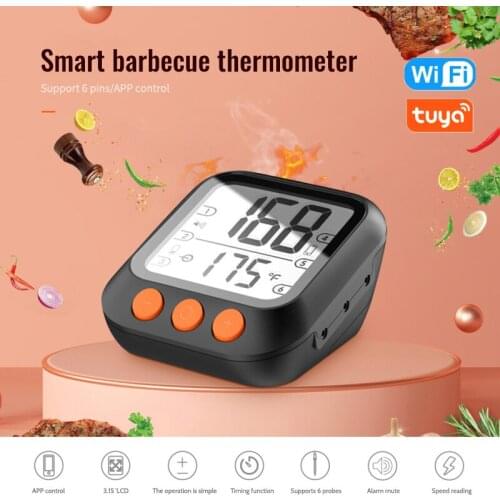 Smart Life Tuya 4 Probes Digital Outdoor BBQ Meat Thermometer Cooking Oven Thermometer With LCD Screen For Kitchen Smart Home