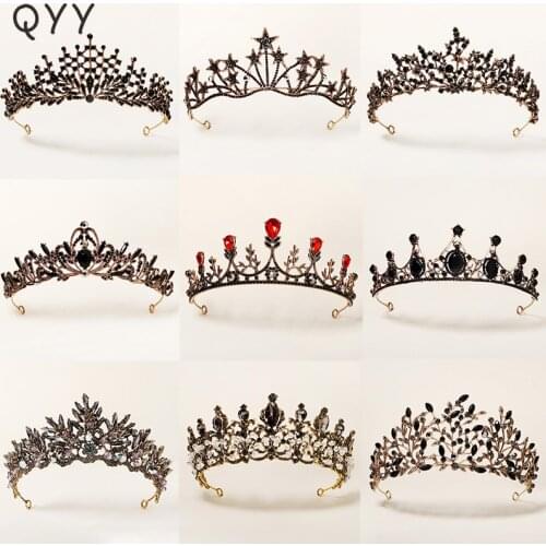 Vintage Crown Rhinestone Ancient Gold Tiaras and Crowns for Women Accessories Party Hair Jewelry Crystal Headpiece Headwear Gift