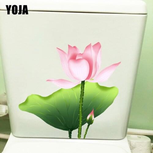 YOJA 21.6X20.9CM Hand Painted Lotus Classical Art Wall Sticker House Decoration Bathroom Toilet Decal T1-2273