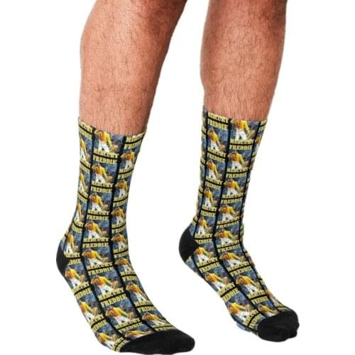 Funny Freddie Mercury Mens socks Don't Stop Meow harajuku hip hop Men Happy queen Socks boys street style Crazy Socks for men