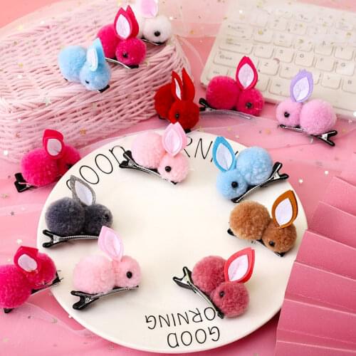 Hair Ball Rabbit Hair Clip Childrens Girl Animal Hairpins Korea Simple Hair Accessories Headwear Barrette