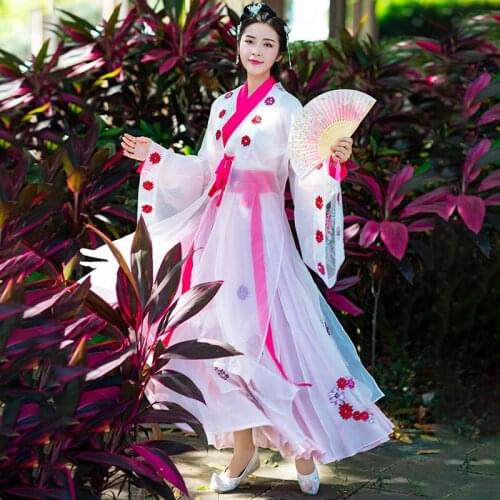 Woman Traditional Hanfu Clothing Chinese Folk Dance Fairy Costume Lay Han Dynasty Princess Dance Wear Vintage Stage Dress DL6771