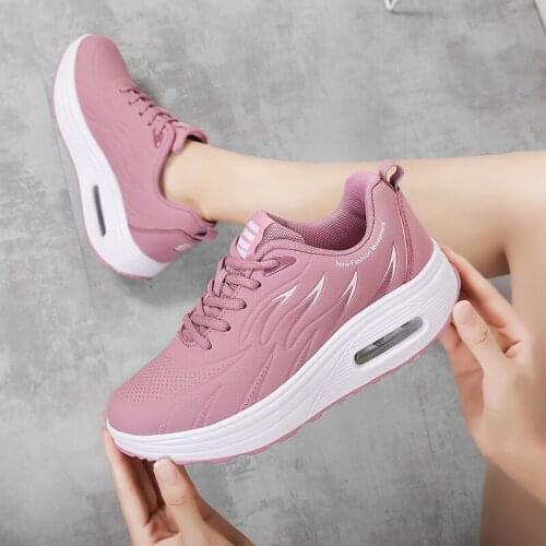 2021 New Women Casual Flat Platform Shoes Gold White Ladies Walking Fitness Sneakers Outdoor Women Sport Wedge Sneakers