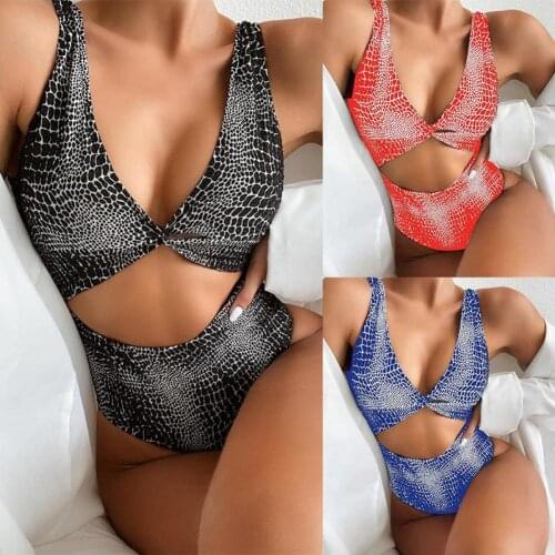 Women Beach swimming pool snake leather swimsuit Stylish Sexy One Piece Snake Printed Swimsuit with Chest Pad for Beach