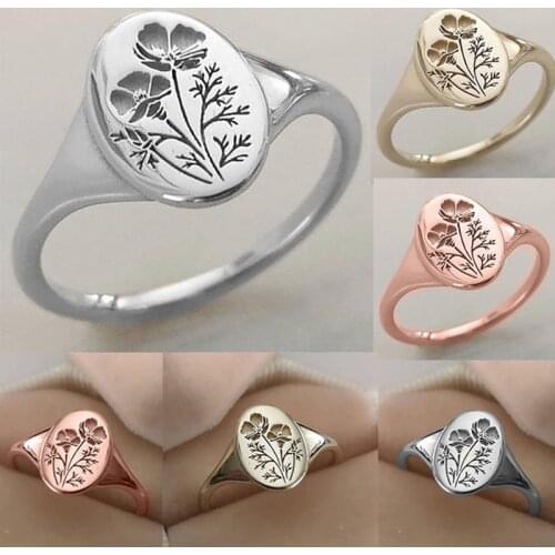 Gold Delicate Wildflowers Ring Creative Exquisite Print Floral Daisy Flower Rings for Women Wedding Jewelry Wreath Hand-carved