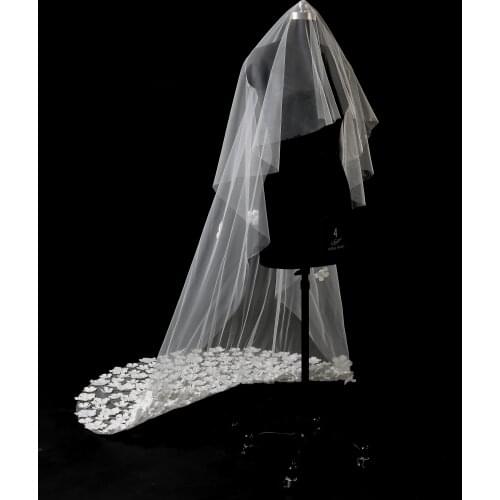 3 Meters Wedding Veil with Lace appliques Long Wedding Veil 2020 Accessories in Stock