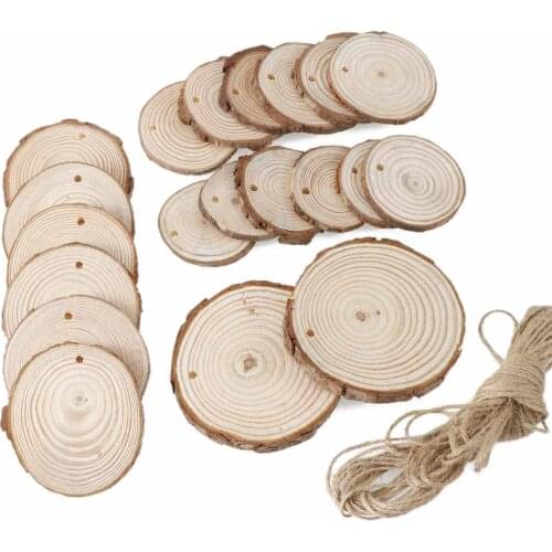 4-9cm 10~30PCS Nature Pine Wood Chip Polished Base Handmake Craft With TreeBark Log Discs DIY Crafts Wedding Party Painting