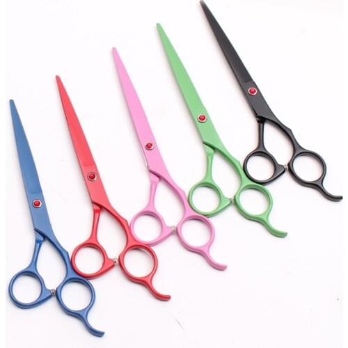 7 inch 19.5cm Customized Logo 440C Clippers For Dogs Grooming for dog Stright Cutting Scissors Professional Pets Hair Scissors