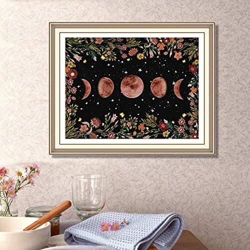 NEW DIY 5D Diamond Painting Art Moonlit Moon Phase Landscap Flowers Diamond Arts Craft for Home Wall Decoration Gift Kits