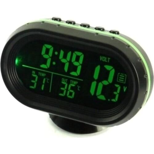 Car Digital Thermometer Voltmeter Clock 12V 24V Temperature Gauge Voltage Tester Auto Interior Accessories For RV Camper Truck