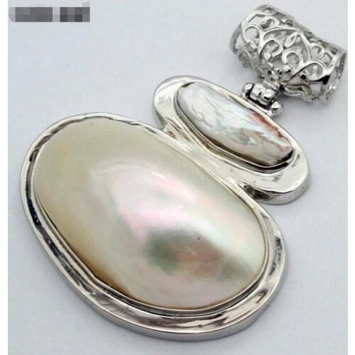 Free Shipping Fashion Rare Huge 60X47mm Natural White Mother of Pearl Shell Conch Pendant