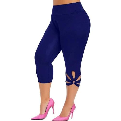 Women Capri Pants Hollow Out Slim Sporty Women High Waist Tight Pants Ladies Elastic Waist Hollow Out Slim Capri Pants 3XL 4XL