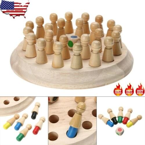 Kids Wooden Memory Match Stick Chess Game Fun Block Board Game Educational Color Cognitive Ability Toy For Children