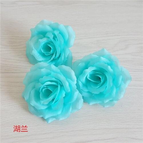 Tiffany Blue Valentines Day 10CM Artificial Roses Flower Head Wedding Decoration Fake Flowers Lake Blue flores artificiales