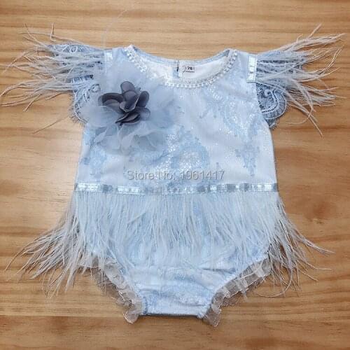 Summer Baby Girl Rompers Newborn Baby Clothes Toddler Flare Sleeve Solid Lace Design Romper Jumpsuit Pearl One-Pieces LS0004