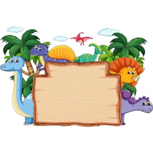 Laeaco Baby Cartoon Happy Dinosaur Jurassic Birthday Party Green Forest Customized Banner Poster Photo Background Photo Backdrop