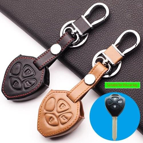 2017 Fashion men high quality Genuine Leather Car key cover Skin case Fit for Toyota 3 buttons remote protect shell starline a93