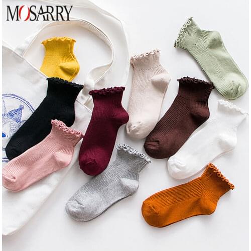 Fashion Summer Cotton Women Socks Lace Ruffles Lovely Frilly Edge Autumn Princess Girls Lady Socks