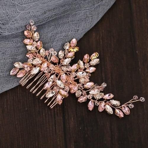 Fashion Rose Gold Wedding Women Hair Accessories Crystal Hair Combs Bridal Girls Hairband For Hair Jewelry New Design Party Gift