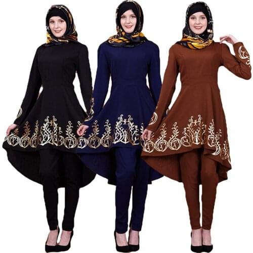 2019 New Muslim Dress Women Islamic Clothing Moroccan Kaftan Hot Stamping Fashion Abayas Robe Dubai Abaya Turkish Clothes Arab