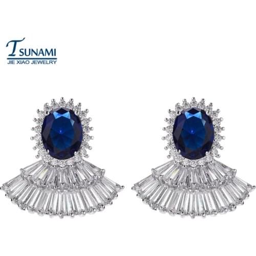 The new fashion elliptic shaped zircon earrings Four colors of high quality earrings for womens wedding best products ER-160