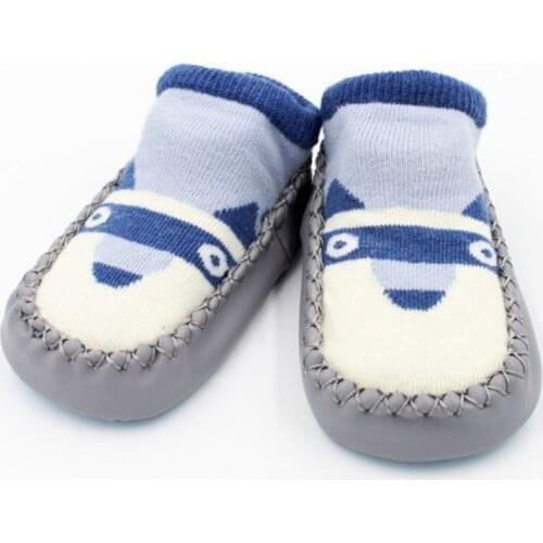 Anti Slip Soft Sole Cotton Socks Animal Print Toddler Kids Baby First Walkers Floor Sock Shoes with Rubber Soles