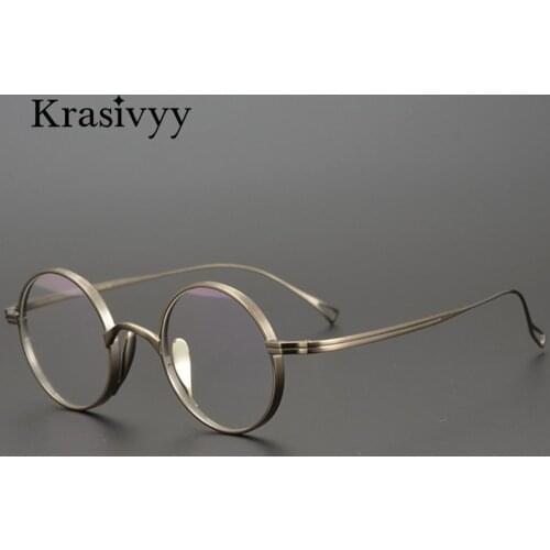 Krasivyy 2021 New Pure Titanium Glasses Frame Men Retro Round Prescription Eyeglasses Women Vintage Myopia Optical Eyewear