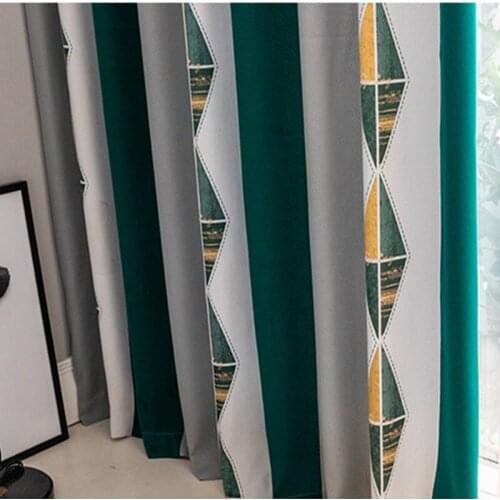 Pastoral Design Geometric Stripe Curtains for Living Room Shade Fabric Curtain for Bedroom Kitchen Drapes Window Treatments