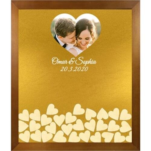 Personalized gold Wedding Photo Frame guestbook, Custom Wedding sign in book drop box top Couples anniversary birthday guestbook