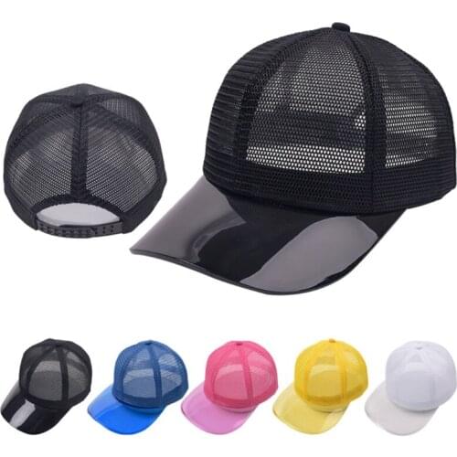 Full Mesh Baseball Cap Solid Color Transparent Visor Sunscreen Snapback Dad Hat