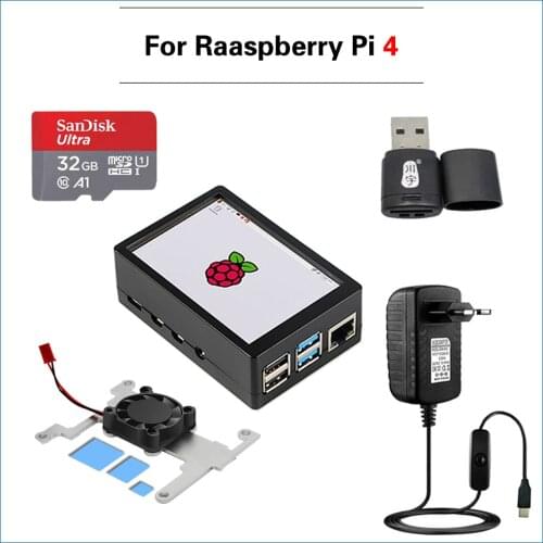 Raspberry Pi kit 3.5 inch Touchscreen MHS 3.5inch Display 480*320 LCD with ABS Case Cooling Fan for Raspberry Pi 4 Model B 4B