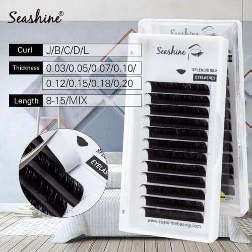 Seashine False Eyelash Extension Silk Cilios Soft Faux Mink Eye lash Extensions C/D Curl Individual Lashes