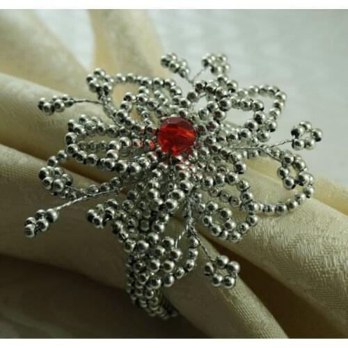 Silver glass flower napkin ring ,acrylic decoration napkin holder