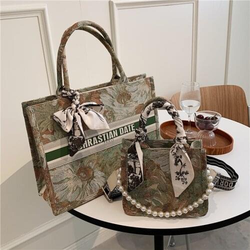 Burminsa Scarf Oil Painting Cloth Large Tote Bags For Women Brand Designer Ladies Handbags Luxury Small Shoulder Crossbody Bags