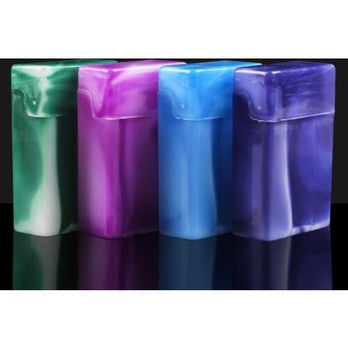 Colorful Plastic Cigarette Case (20 Capacity) Shining Cigarettes Box Portable Cigarette Holder Container for Smoker, 4 Colors