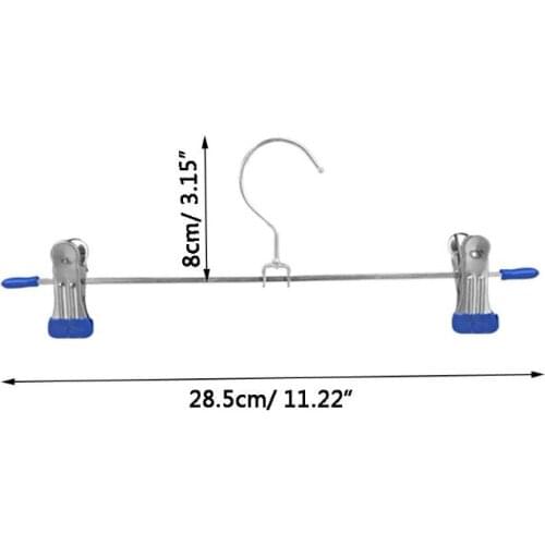 94PF 10 Pcs Stainless Steel Trouser Hanger Rack Coat Pants Skirt Hangers Clothes Stand Holder With 2 Adjustable Non-Slip Clips