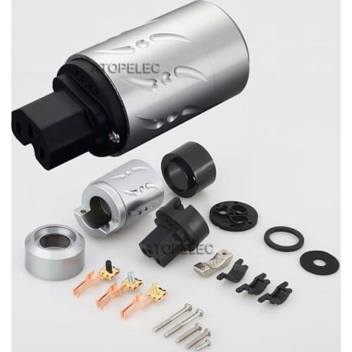 VIBORG Aluminum Shell Silver/Gold/Rhodium Plated 99.998% Pure Red Copper IEC Female Plug Connector for HiFi Power Cable VF502