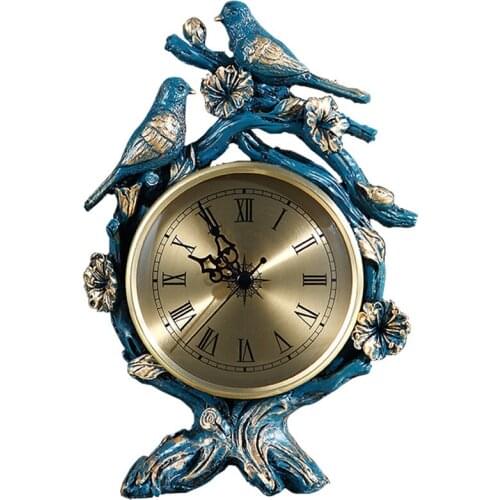 VINTAGE LUXURY TABLE CLOCK EUROPEAN STYLE CREATIVE SILENT LIVING ROOM RESIN ALARM CLOCK DESKTOP RELOJ MESA HOME DECOR DA60ZZ