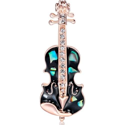 Vintage Design Enamel Shell Alloy Guitar Pin Brooch Pearl brooch Violin ornament jewelry accessory