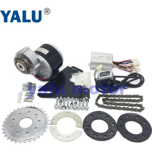 YALU 24V 36V 350W Left Side Chain Drive Brush Electric EBike Motor Kit Rear Wheel Gear Sprocket Electric Motor Bicycle Solution