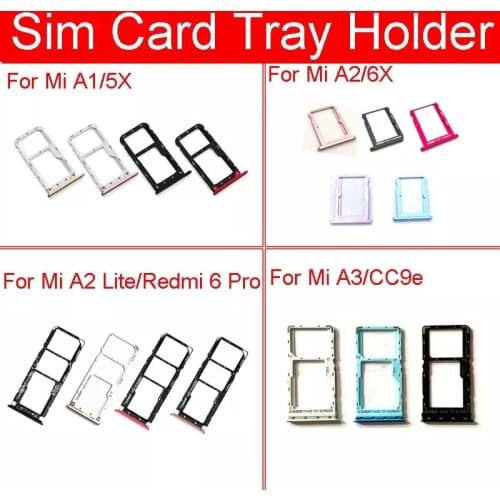 For Xiaomi Mi A1 / Mi A2 / Mi A3 / Mi A2 Lite / Mi A3 Nano Sim Card Holder Tray Dual TF SD Card Slot Replacement Parts