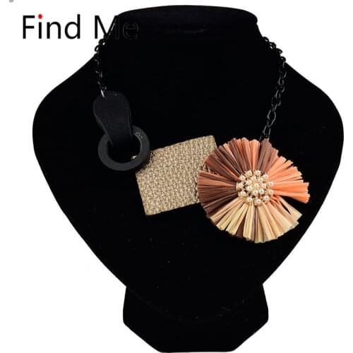 Find Me New Fashion Big Flowers Cloth Collar Choker Necklace Pendants Vintage Acrylic Maxi Statement Necklace For Women Jewelry
