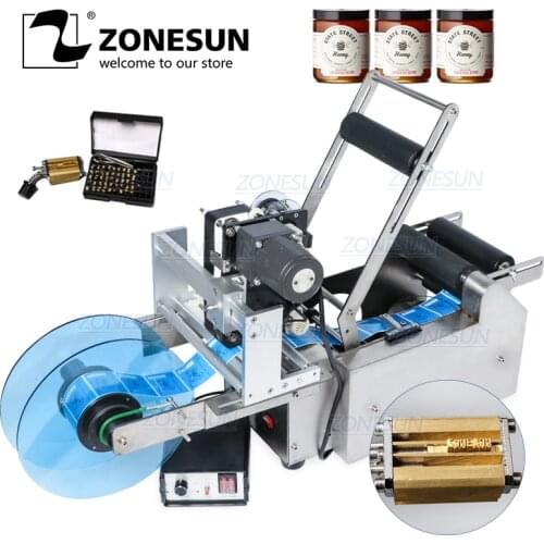 ZONESUN TB-YL50D Semi Automatic Labeling Machine Packaging Labels Medicine Round Bottle Date Printer Self Adhesive Labeler