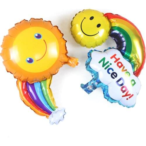 1pc 40*30cm Cute Cartoon Rainbow Smile Sun Foil Balloon Aluminum Baloon Children Kids Birthday Party Decoration Gift