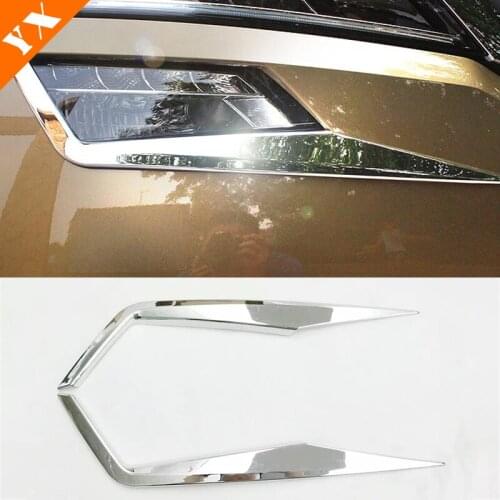 ABS Chrome For Skoda Kodiaq 2017 2018 2019 2020 Exterior Car Front Fog Light Lamp Eyebrow Decoration Cover Trim Accessories 2pcs