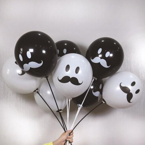 20pcs/lot Mustache Black White Beard Latex Balloons Fathers Day Party Decoration Boys Birthday Baby Shower Event Supplies Globos